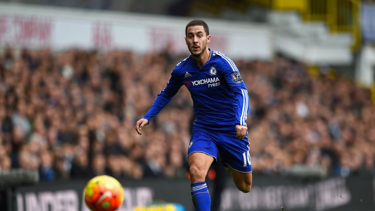 Chelsea's Eden Hazard races to catch the ball