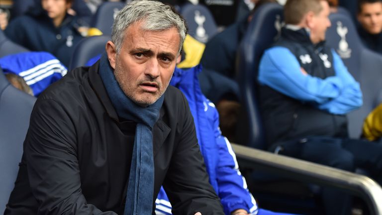 Chelsea manager Jose Mourinho looks on from the bench ahead of his side's Super Sunday clash with Tottenham at White Hart Lane