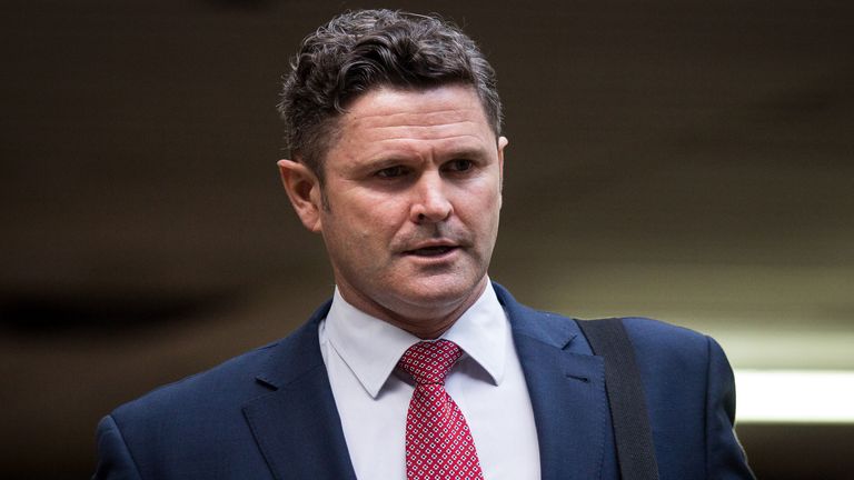 Chris Cairns outside Southwark Crown Court in London