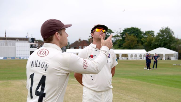 Surrey captain Gary Wilson (left) and Kent captain Robert Key during the toss