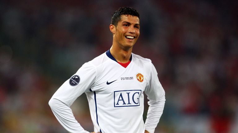 ROME - MAY 27:  Cristiano Ronaldo of Manchester United reacts during the UEFA Champions League Final match between Barcelona and Manchester United at the S