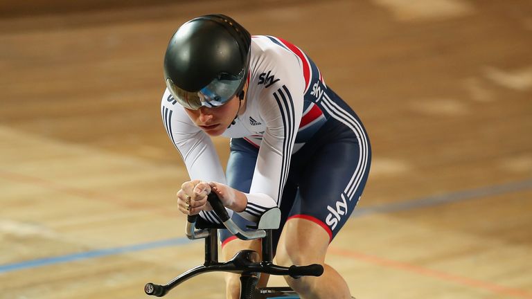 Dame Sarah Storey of Great Britain in action on her way to winning the C-5 3km Pursuit on day three of the UCI Para-cycling Track World Championships 