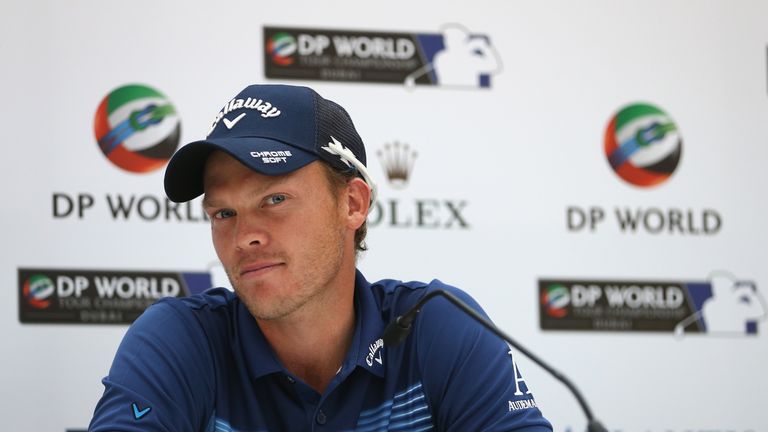 DUBAI, UNITED ARAB EMIRATES - NOVEMBER 17:  Danny Willett of England addresses the assembled media during a press conference prior to the start of the DP W