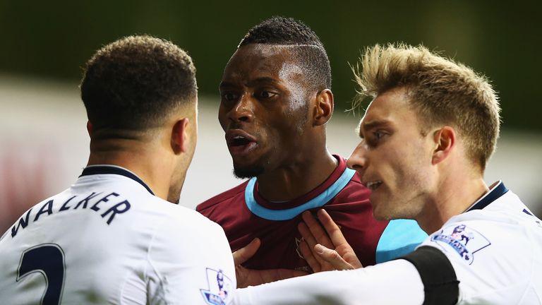 Diafra Sakho exchanges words with Kyle Walker