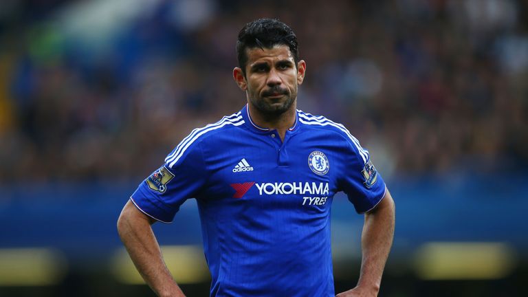 Diego Costa of Chelsea looks on during the Barclays Premier League match between Chelsea and Aston Villa