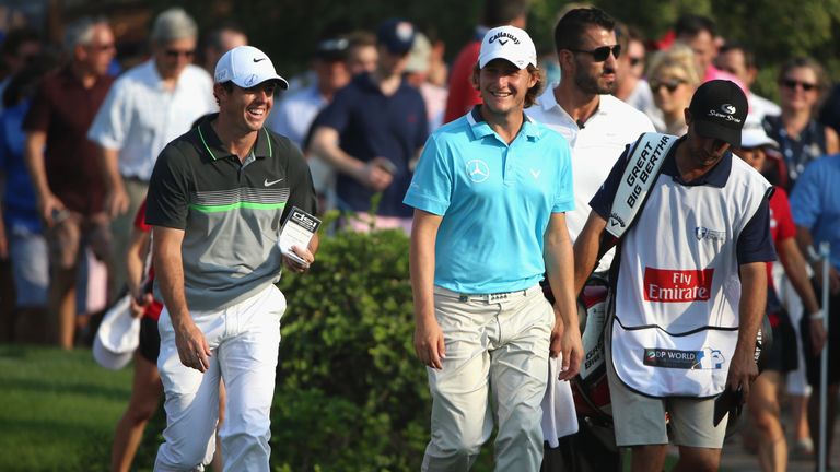 Rory McIlroy and Emiliano Grillo during the second round of the DP World Tour Championship