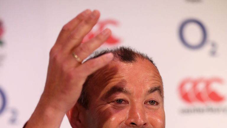Eddie Jones, the new England Rugby head coach, faces the media