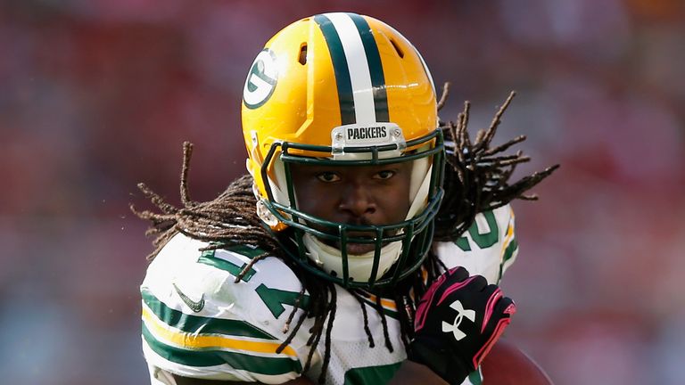 SANTA CLARA, CA - OCTOBER 04:  Eddie Lacy #27 of the Green Bay Packers in action against the San Francisco 49ers at Levi's Stadium on October 4, 2015 in Sa