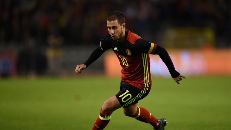Eden Hazard of Belgium in action during the international friendly match between Belgium and Italy 