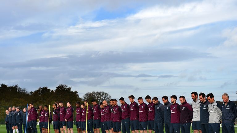 The England squad and coaching staff observed a minute's silence in memory of the victims of the Paris terror attacks