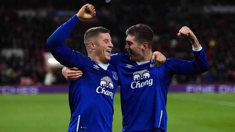 Ross Barkley (left) restores Everton's lead in the fifth minute of injury time