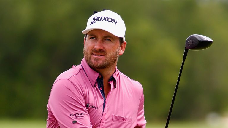 Graeme McDowell of Northern Ireland hits his first shot on the 6th hole during the final round of the OHL Classic 