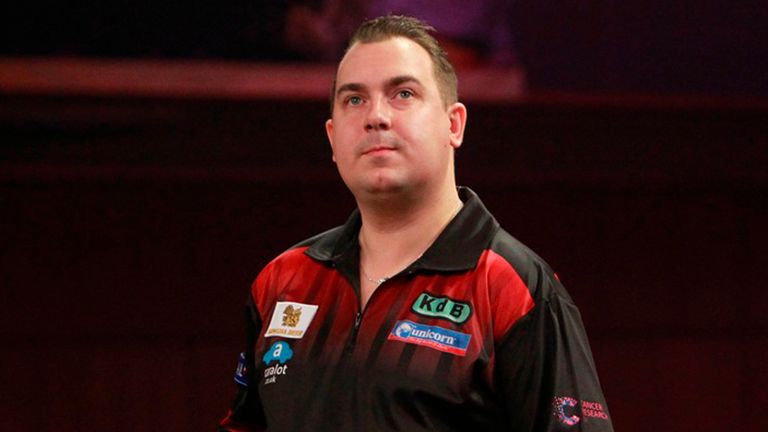 Kim Huybrechts at the Grand Slam of Darts (Pic: Lawrence Lustig)