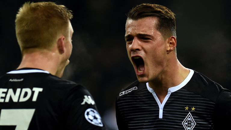 Moenchengladbach's Granit Xhaka celebrates