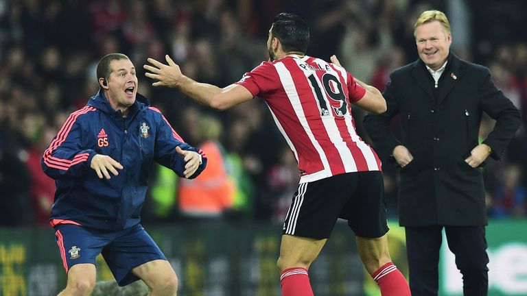 Graziano Pelle of Southampton performs a haka style celebration after scoring