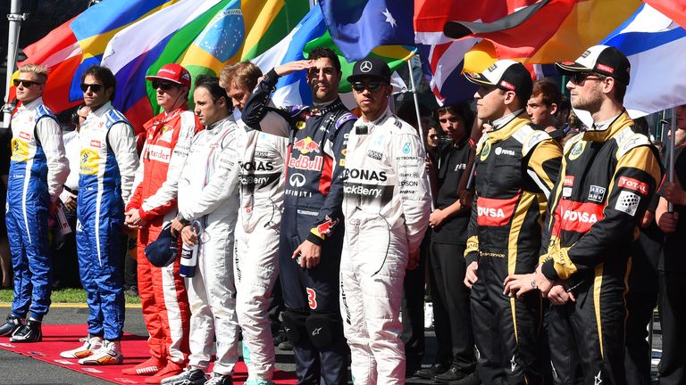 Ready to start: The drivers line up on the grid at Melbourne for the first race of the new season - Picture by Sutton Images