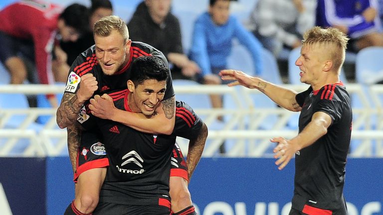 Pablo Hernandez celebrates his late winner to deny David Moyes and Sociedad