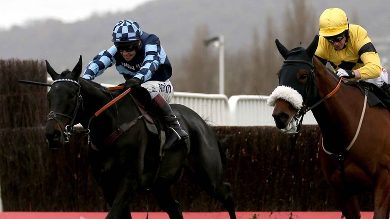Garde La Victoire and Richard Johnson (left) get the better of Fox Norton to win the Racing Post Arkle Trophy Trial.