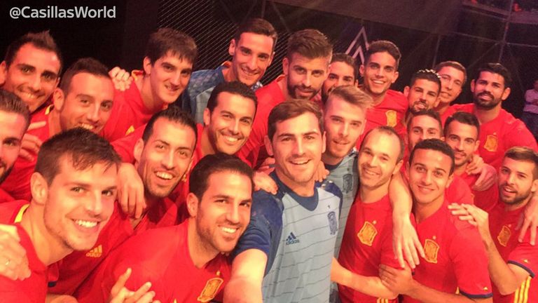 Iker Casillas posted this photo of the Spain team modelling their new kit