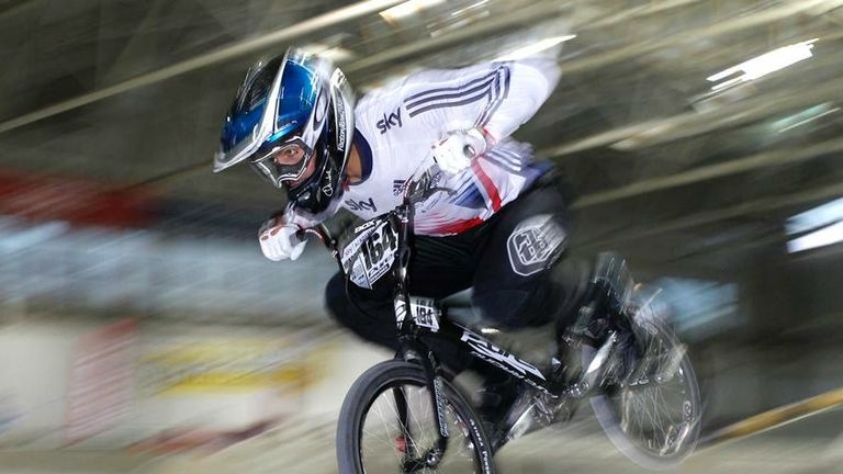 Quillan Isidore competes in the BMX winter national indoor series in Manchester (Copyright SJS Photography)