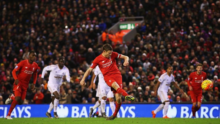 James Milner scores from the spot in the 62nd minute
