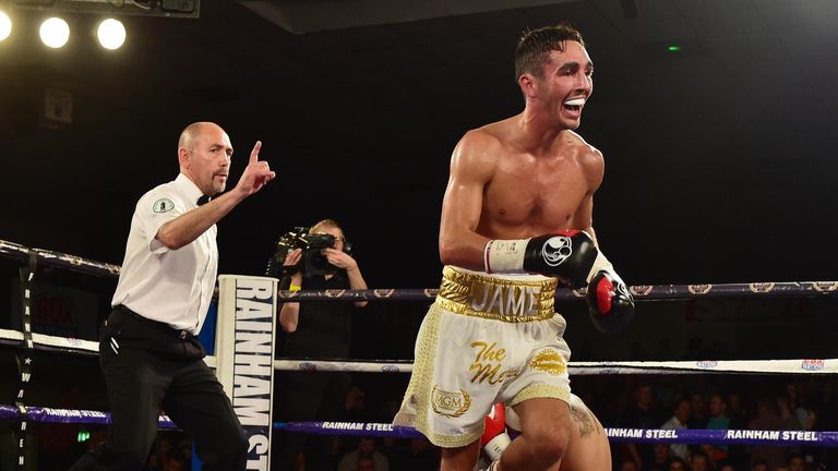 Jamie Conlan runs to his corner as he stops Adrian Dimas Garzon