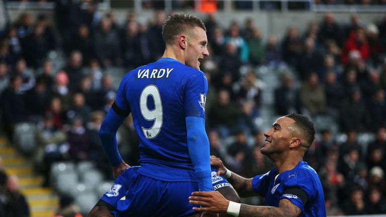 Jamie Vardy scores in his 10th consecutive game for Leicester against Newcastle