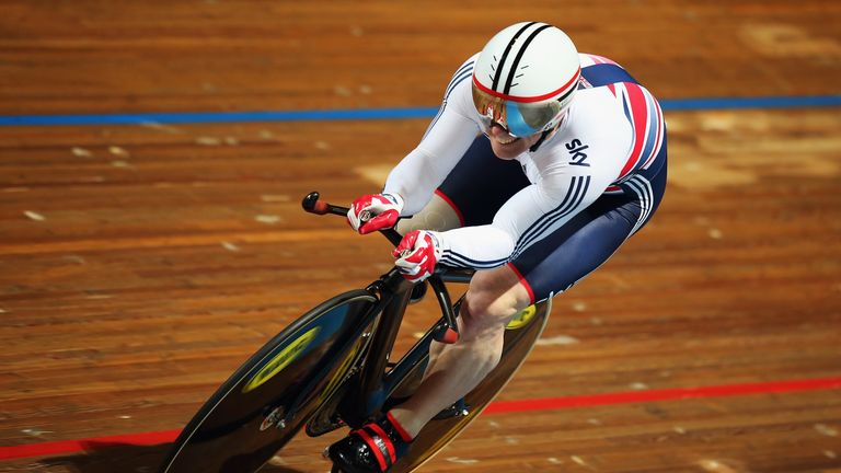 Jody Cundy of the Great Britain Cycling Team on his way to winning the Men's C-4 1km TT during day one of the UCI Para-cycling Track World Championships 