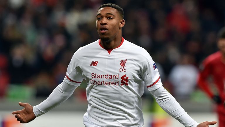 Liverpool midfielder Jordon Ibe celebrates after scoring a goal during the UEFA Europa League group B football match between FC Rubin Kazan and Liverpool