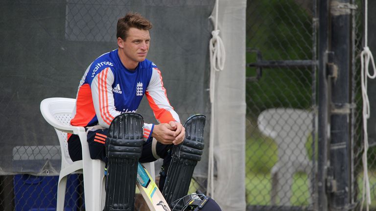 Jos Buttler of England waits to bat during a nets session in Dubai on Wednesday