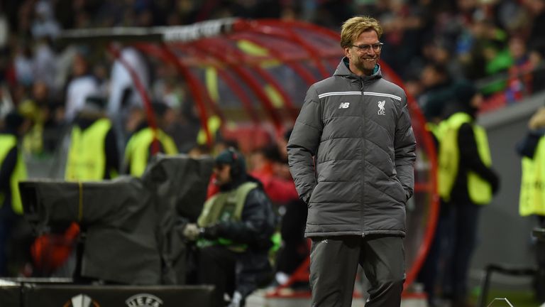 Head coach Jurgen Klopp of Liverpool gestures during the UEFA Europa League group B match between FC Rubin Kazan and Liverpool in Russia