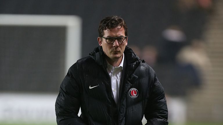 MILTON KEYNES, ENGLAND - NOVEMBER 03:  Charlton Athletic interim Head Coach Karel Fraeye looks on prior to the Sky Bet Championship match between Milton Ke