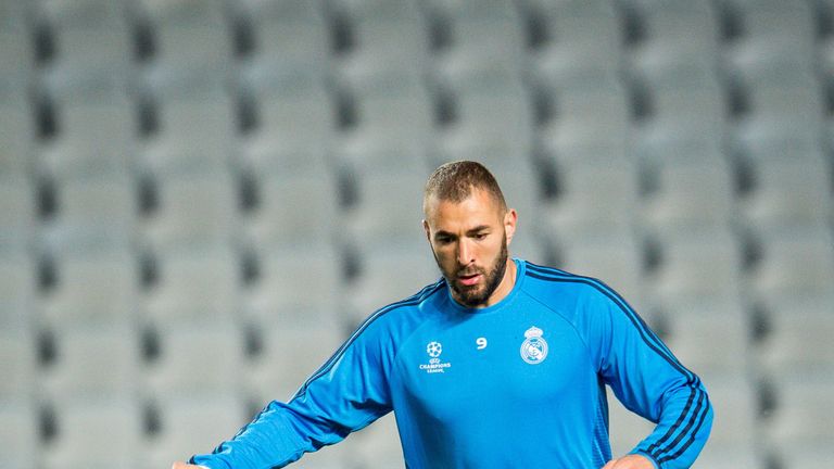 Karim Benzema during a Real Madrid training session