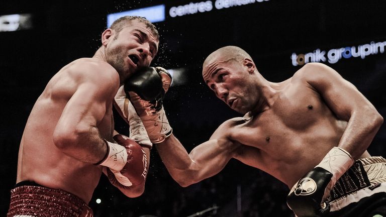 James DeGale catches Lucian Bute with an uppercut (pic: Amanda Westcott/SHOWTIME)
