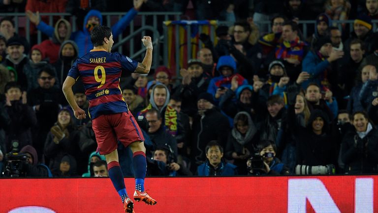 Luis Suarez scored twice for a rampant Barcelona side