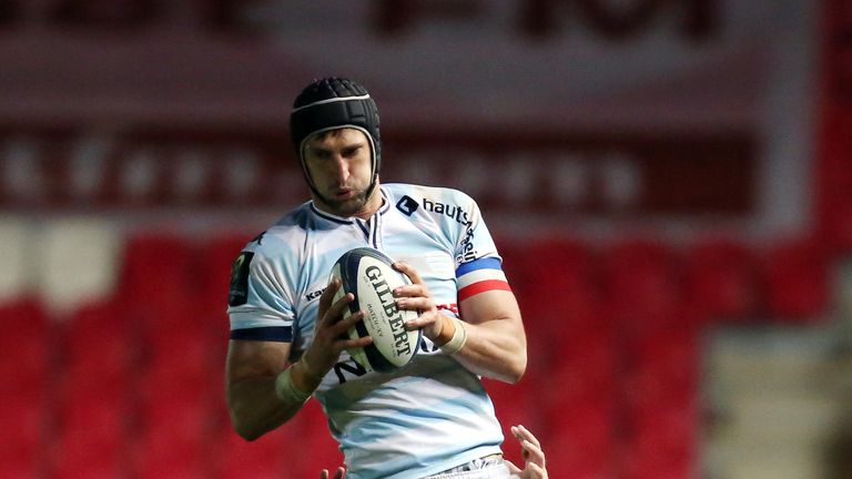 Luke Charteris of Racing 92 secures lineout ball during the European Rugby Champions Cup match between Scarlets and Racing 