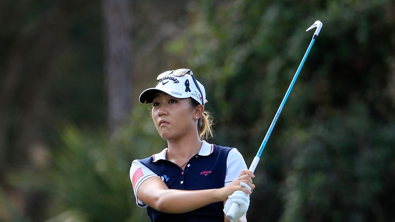NAPLES, FL - NOVEMBER 19:  Lydia Ko of New Zealand plays a shot on the second hole during the first round of the CME Group Tour Championship at Tiburon Gol
