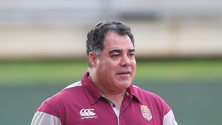 BRISBANE, AUSTRALIA - MAY 19:  Coach Mal Meninga arrives at the Queensland Maroons State of Origin training session at Queensland Sport and Athletics Centr