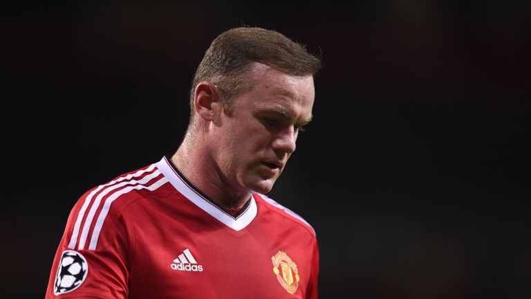 MANCHESTER, ENGLAND - NOVEMBER 25:  Wayne Rooney of Manchester United looks thoughtful during the UEFA Champions League Group B match between Manchester Un