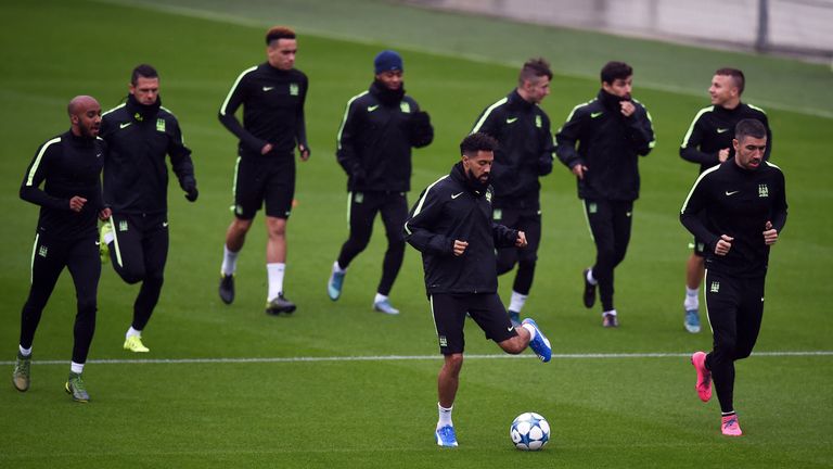 Manchester City train without Vincent Kompany and David Silva ahead of their Champions League clash with Juventus