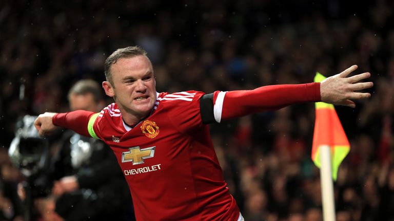Manchester United's Wayne Rooney celebrates scoring his side's first goal of the game v CSKA Moscow, UEFA Champions League