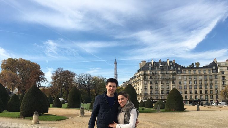 Mark English and girlfriend Emma take in the sights of Paris two weeks before the atrocities hit the French capital