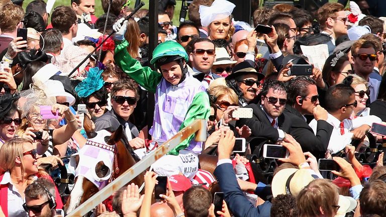  Michelle Payne riding Prince of Penzance after winning  Melbourne Cup 