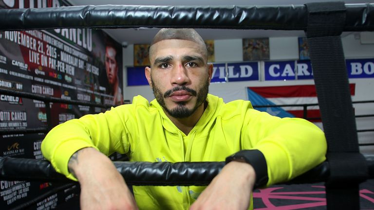 HOLLYWOOD, CA - NOVEMBER 11:  Professional Boxer Miguel Cotto trains with Fitbit Surge in preparation for his fight on Nov. 21 with Canelo Alvarez at Wild 