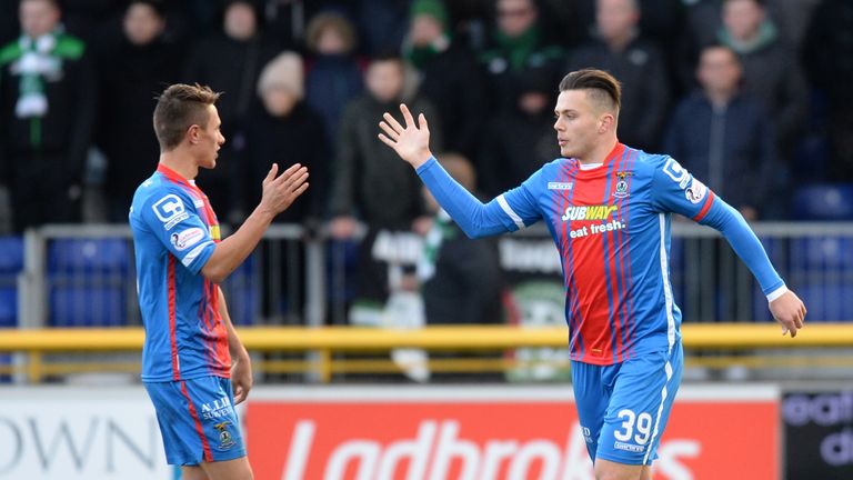 Inverness CT's Miles Storey (right) celebrates having equalised for his side against Celtic