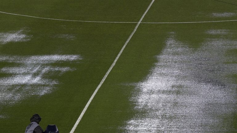 Close up view shows a lot of standing water at the Monumental