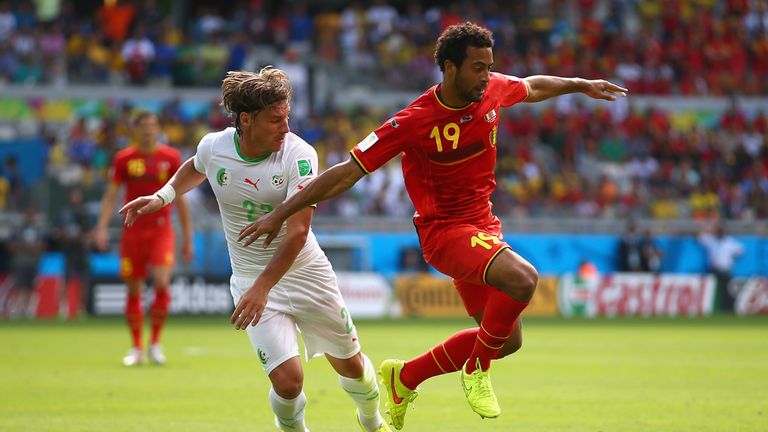Mousa Dembele in action for Belgium 