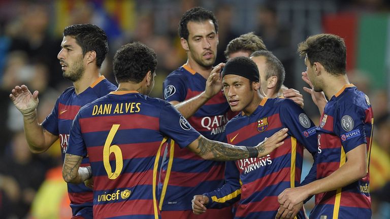 Neymar goal celeb, Barcelona v BATE Borisov, Champions League