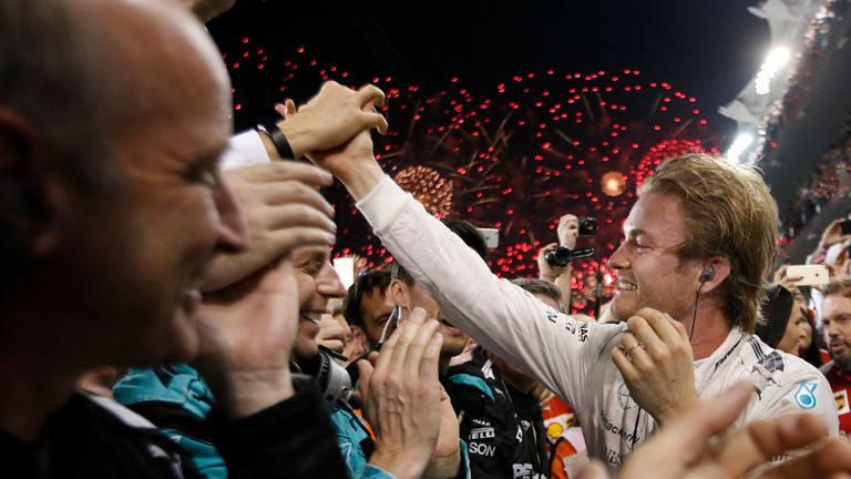 Nico Rosberg celebrates in Abu Dhabi