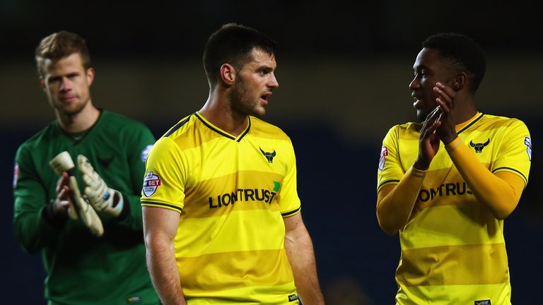Patrick Hoban (l) and AJ George of Oxford United celebrate winning